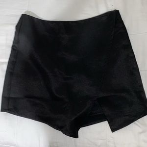 Black Envelope Skirt. SATIN